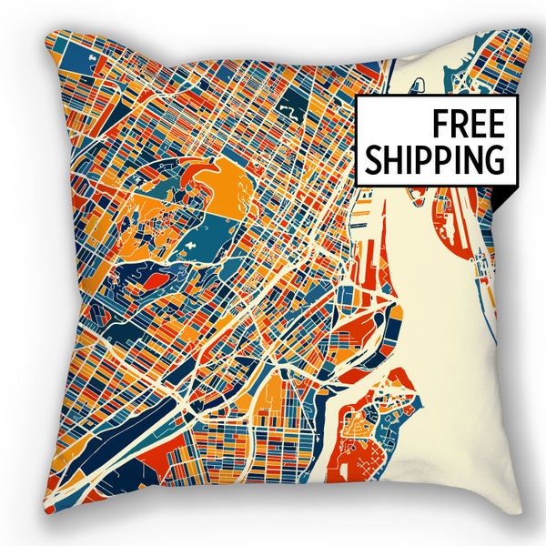Montreal mapa almohada - Mtl mapa 18 x 18