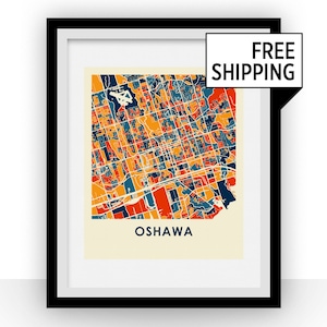 Oshawa Ontario Map Print - Full Color Map Poster