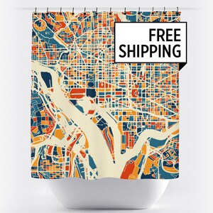 Washington DC Map Shower Curtain - usa Shower Curtain - Chroma Series
