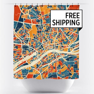 Frankfurt Map Shower Curtain - germany Shower Curtain - Chroma Series