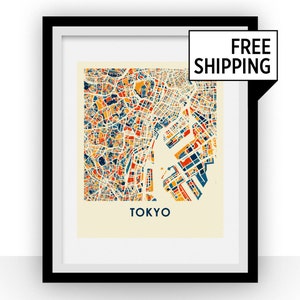 Tokyo Karte Druck - Vollfarbige Karte Poster