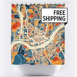 Cincinnati Map Shower Curtain - usa Shower Curtain - Chroma Series