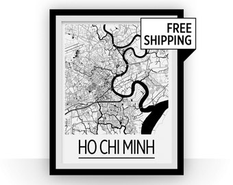 Ho Chi Minh Map Poster - vietnam Map Print - Art Deco Series