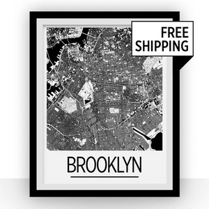 Brooklyn Karte Poster - New York Karte Drucken - Art-Deco-Serie