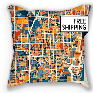 Fort Lauderdale kaart Pillow - Fort Lauderdale kaart kussen 18 x 18