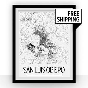 San Luis Obispo Map Poster - California Map Print - Art Deco Series
