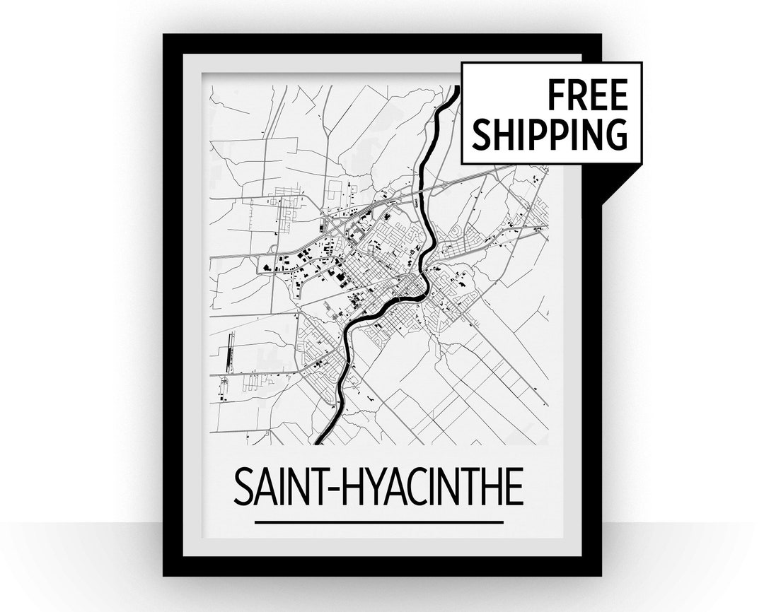 Saint Hyacinthe Quebec Map Poster Quebec Map Print Art Deco Series Etsy