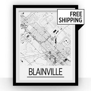 Blainville Quebec Map Poster - Quebec Map Print - Art Deco Series