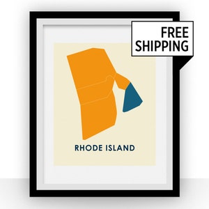 Rhode Island Karte Grafik - vollfarbig Karte Plakat
