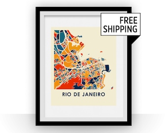 Rio de Janeiro Map Print - Full Color Map Poster
