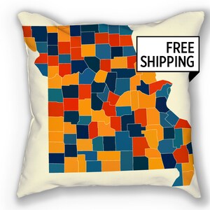 Missouri carte oreiller - oreiller de carte MO 18 x 18