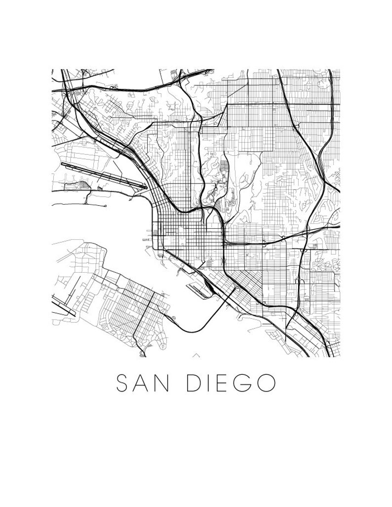 San Diego Map Print | Etsy