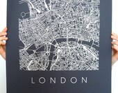 London Map Art Screen Print - 16x20 - Various colors