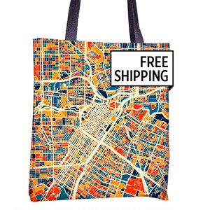 Houston Map Tote Bag - Texas Map Tote Bag 15x15