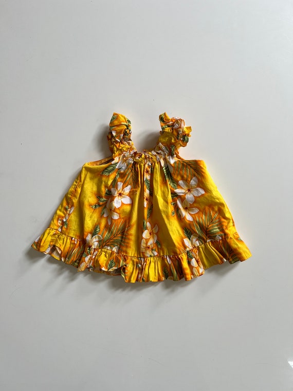 Vintage Yellow Hawaiian Floral Tank Dress Cotton H