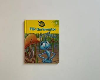 Vintage Childrens Book Hard Cover Disney Pixar Books A Bugs Life Book Flik the Inventor Flik Bugs Life Character Book 90s  Disney Movie Book