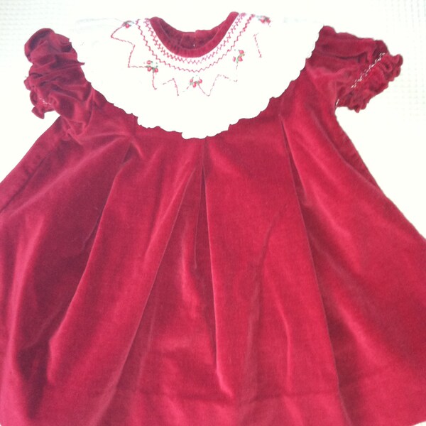 Christmas Red Velevet Baby Girl Dress for Santa