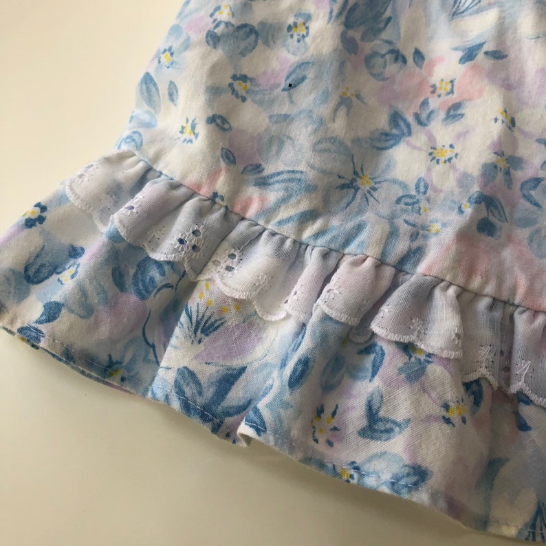 Vintage Blue and Pink Floral Dress by Evy with Lacey Collar