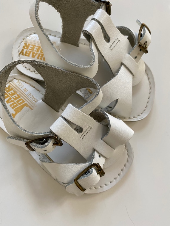 Vintage White Baby Sandals Vintage Baby Shoes Made by Baby Deer