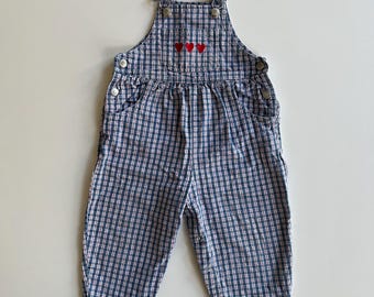 Vintage Gingham Check Toddler Overalls 90s Blue Cotton Overalls Girls 2T Toddler Girl Cottage Core Classic Shabby Chic Girl Gingham Baby