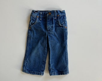 Vintage Wrangler Denim Baby and Toddler Blue Jeans Wrangler Baby All Cotton Denim Baby 12 Months 1 Year Infant Jeans Western Baby Straight