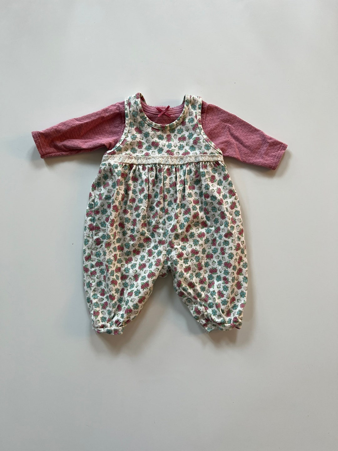 Vintage Carters Baby Girl Cream and Mauve Floral Bubble Romper Etsy