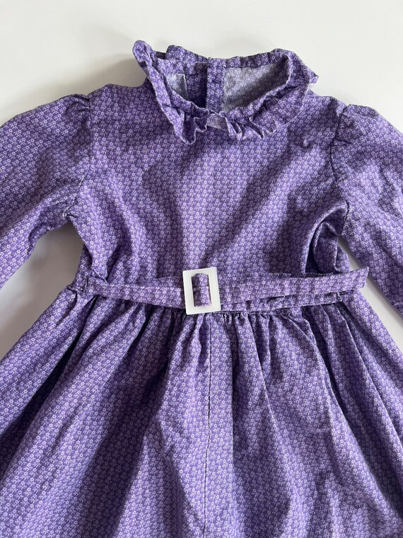 Handmade Purple Dress with Ruffle Collar and Belt… - image 2