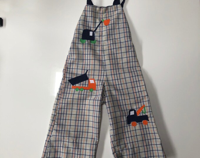 Vintage Bell Bottom Plaid Overalls With Trucks - Etsy