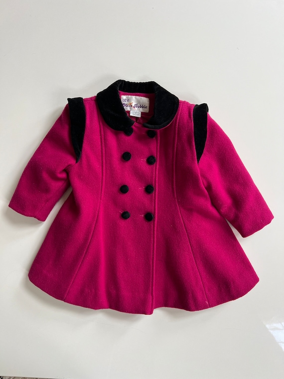 Vintage Fuchsia Wool Double Breasted Dress Coat B… - image 1