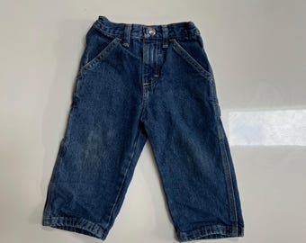 Vintage Toddler Wide Leg Carpenter Jeans from Wrangler 90s Baggy Fit Jeans White Contrast Stitch Toddler Wrangler Denim Carpenter Pocket