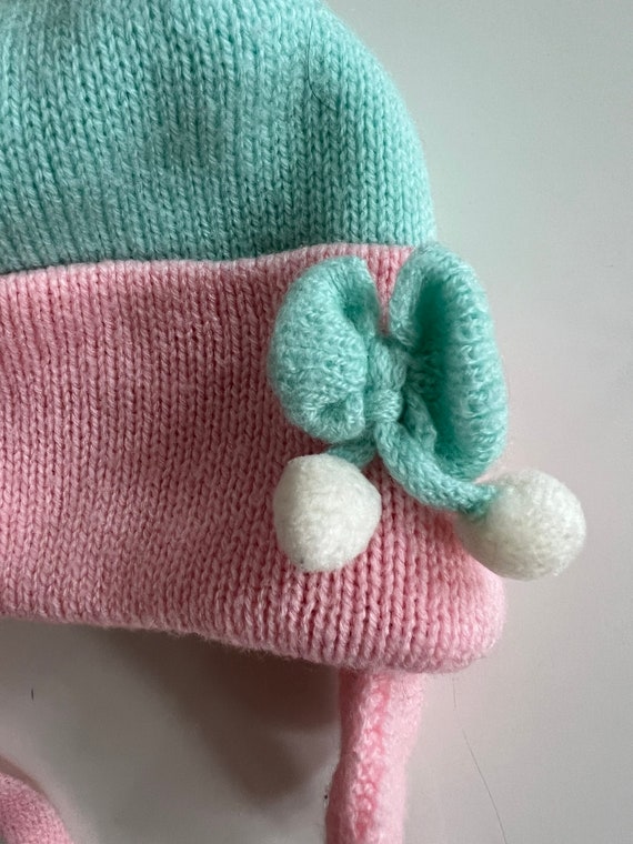 Vintage Acrylic Knit Hat for Baby Girl in Mint Gr… - image 5