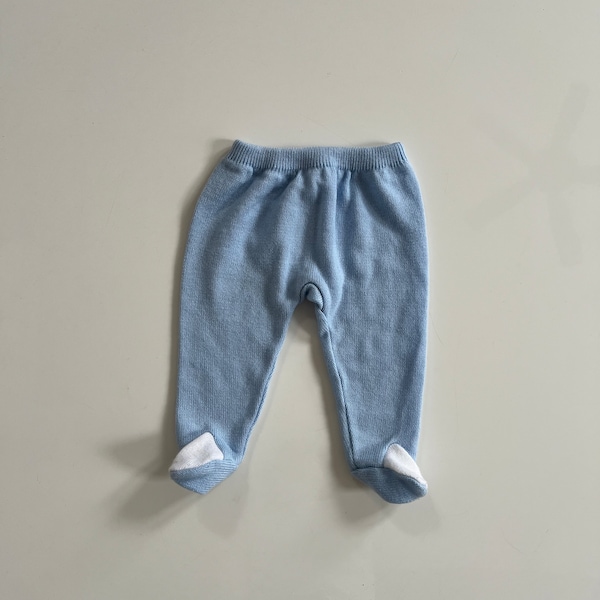 Vintage Blue Knit Footed Pants SweaterPants Baby Pants Winter Baby Blue Pants Acrylic Knit Baby Blue Boy Vintage Cozy