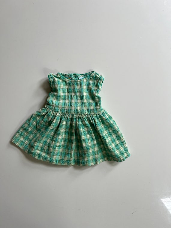 Vintage Pistachio Green Plaid Dress by Miniwear Ba