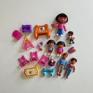 Vintage Dora the Explorer Figurines and Dora House Furniture