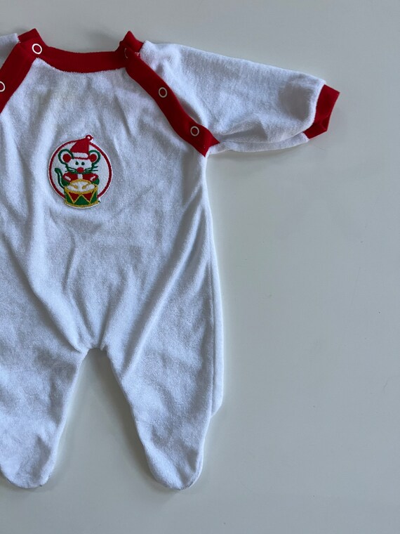 Vintage First Christmas Baby Footie White Terrycl… - image 6
