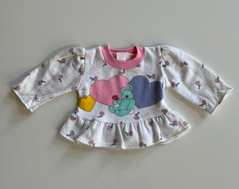 Vintage Baby Sweatshirt Easter Bunny Sweater First Easter Baby Cozy Sweatshirt Pastel Hearts and Bunny Spring Sweater Baby Girl Easter Shirt