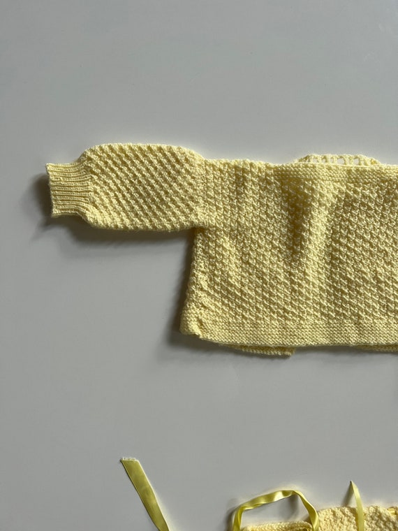 Vintage Yellow Cardigan Baby Sweater Yellow Knit … - image 7