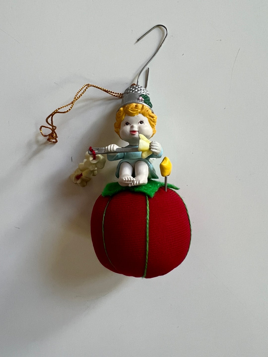 Vintage Christmas Ornament Kmart Trim a Home Elf on a Pin Cushion