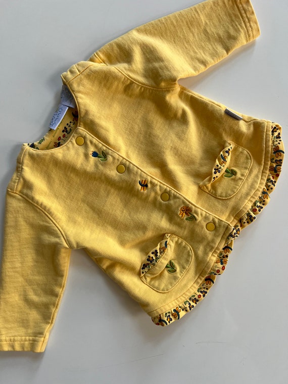 Vintage Yellow Cotton Cardigan with Spring Floral… - image 7