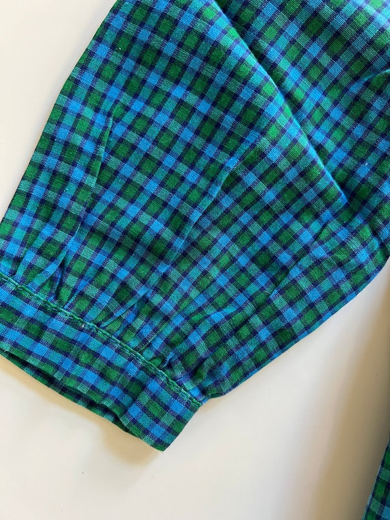 Vintage Plaid Holiday Dress 3T Girl Green and Blu… - image 6