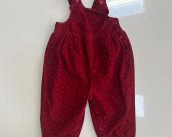 Vintage Burgundy Soft Corduroy Balloon Fit Baby Gap Overalls Toddler Girl 18-24 Months Cherry Red Cotton Corduroy Baggy Fit Overalls 90s