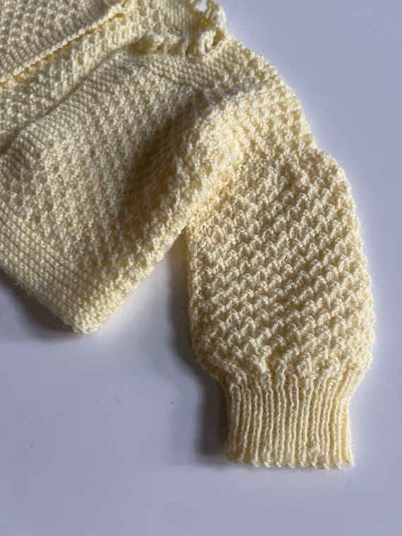 Vintage Yellow Cardigan Baby Sweater Yellow Knit … - image 5