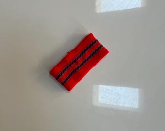 Vintage Acrylic Knit Red and Blue 80s Winter Warm Headband Sweater Ear Cover Head Warmer Childrens Winter Headband Home Alone Style Hat