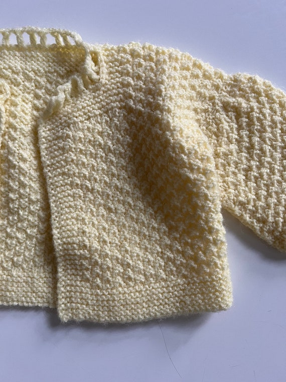 Vintage Yellow Cardigan Baby Sweater Yellow Knit … - image 4