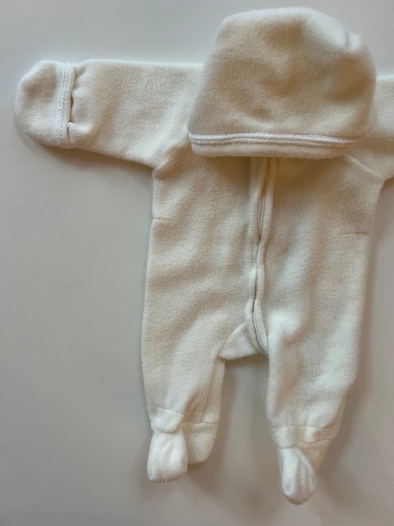Vintage Infant Snow Suit Soft Cozy Piled Fleece White Fuzzy Soft