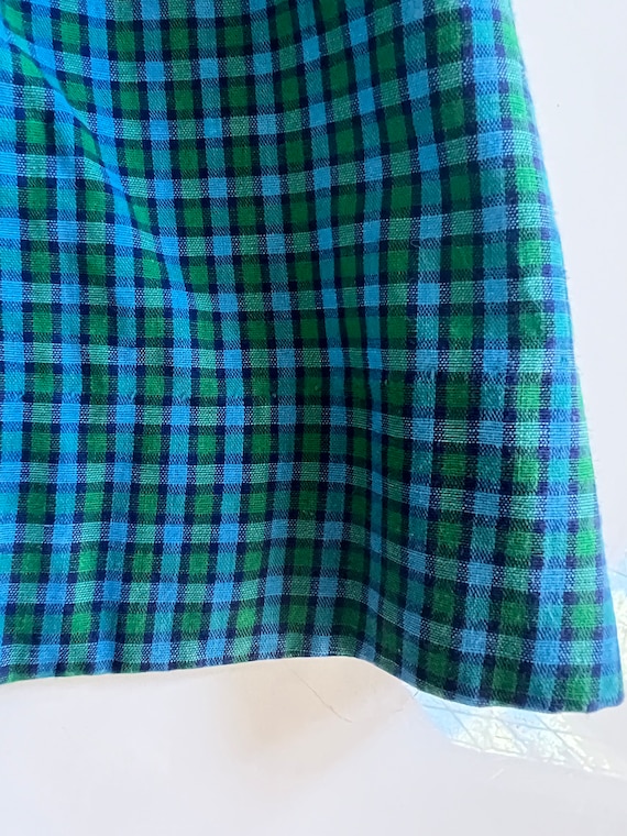 Vintage Plaid Holiday Dress 3T Girl Green and Blu… - image 3