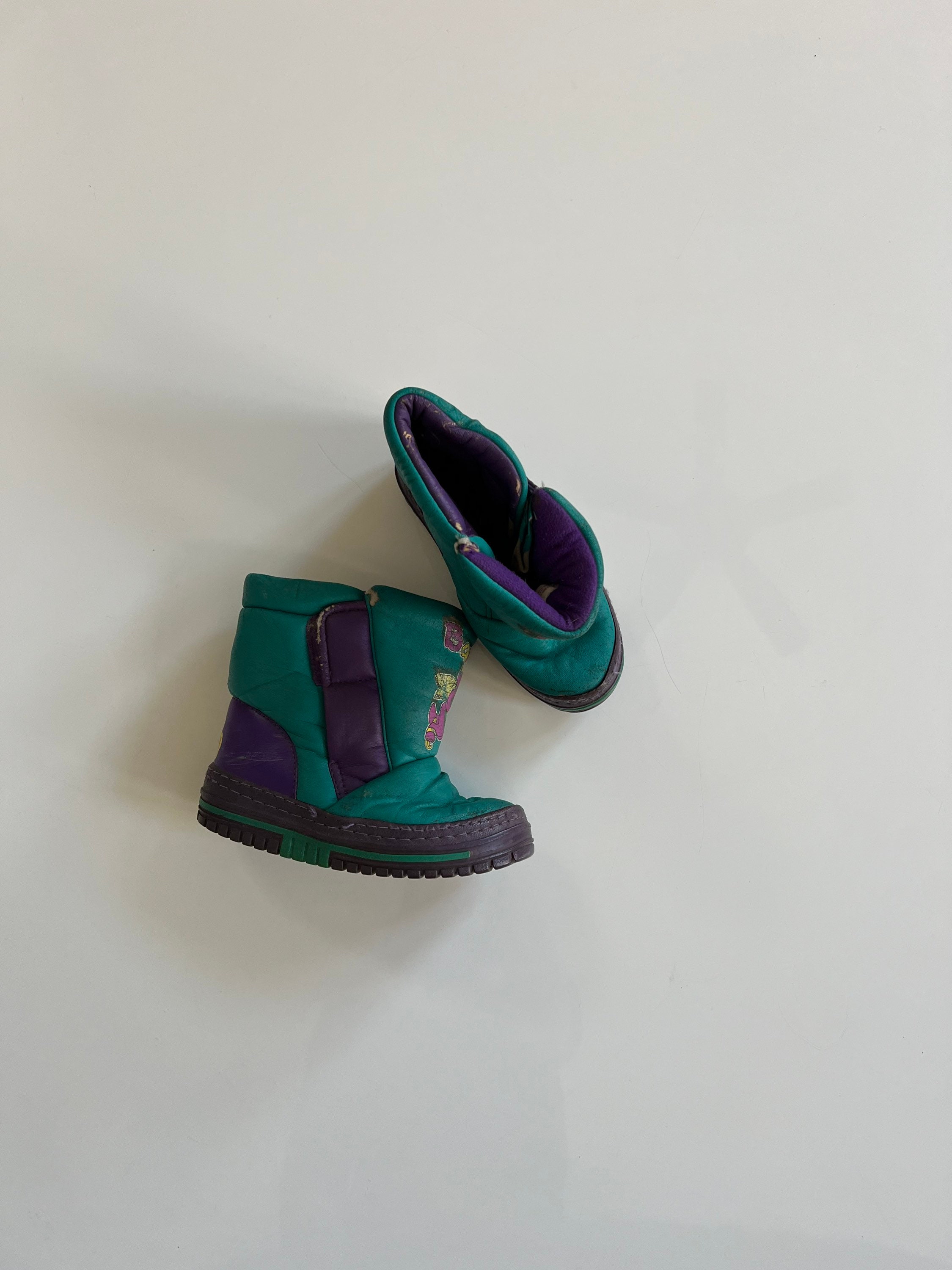Vintage Barney Snow Boots Barney Shoes Barney Cartoon Character Clothes Barney 90s Cartoons Barney and Friends Boots Purple and Teal Etsy