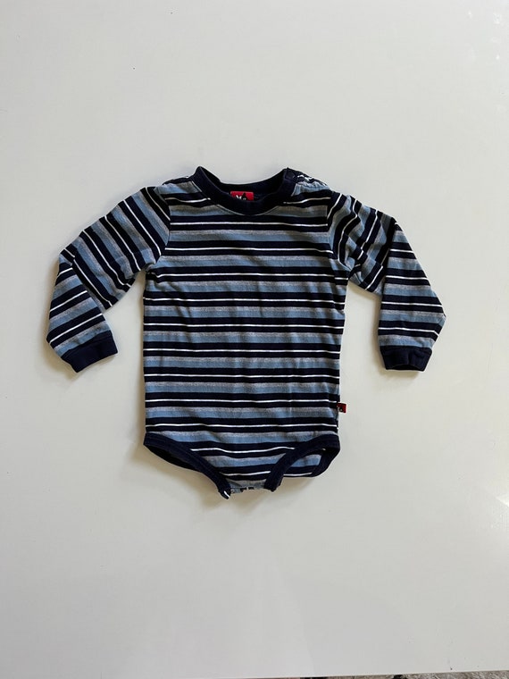 Vintage Blue Striped Long Sleeve Bodysuit Infant B