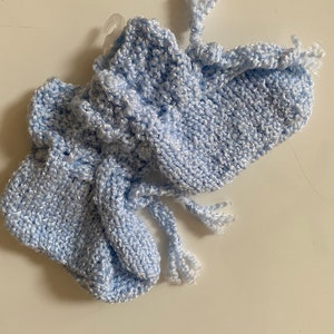 Vintage Handmade Blue Knit Baby Booties Newborn Baby Blue Booties Winter Baby Newborn Baby Boy Gifts Baby Announcements