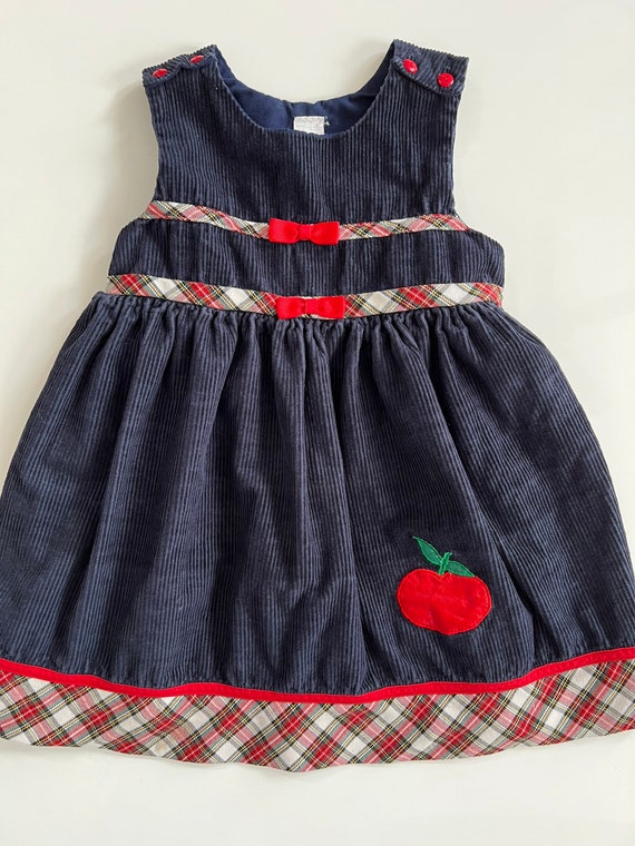 Vintage Back to School Corduroy Jumper Dress with… - image 2